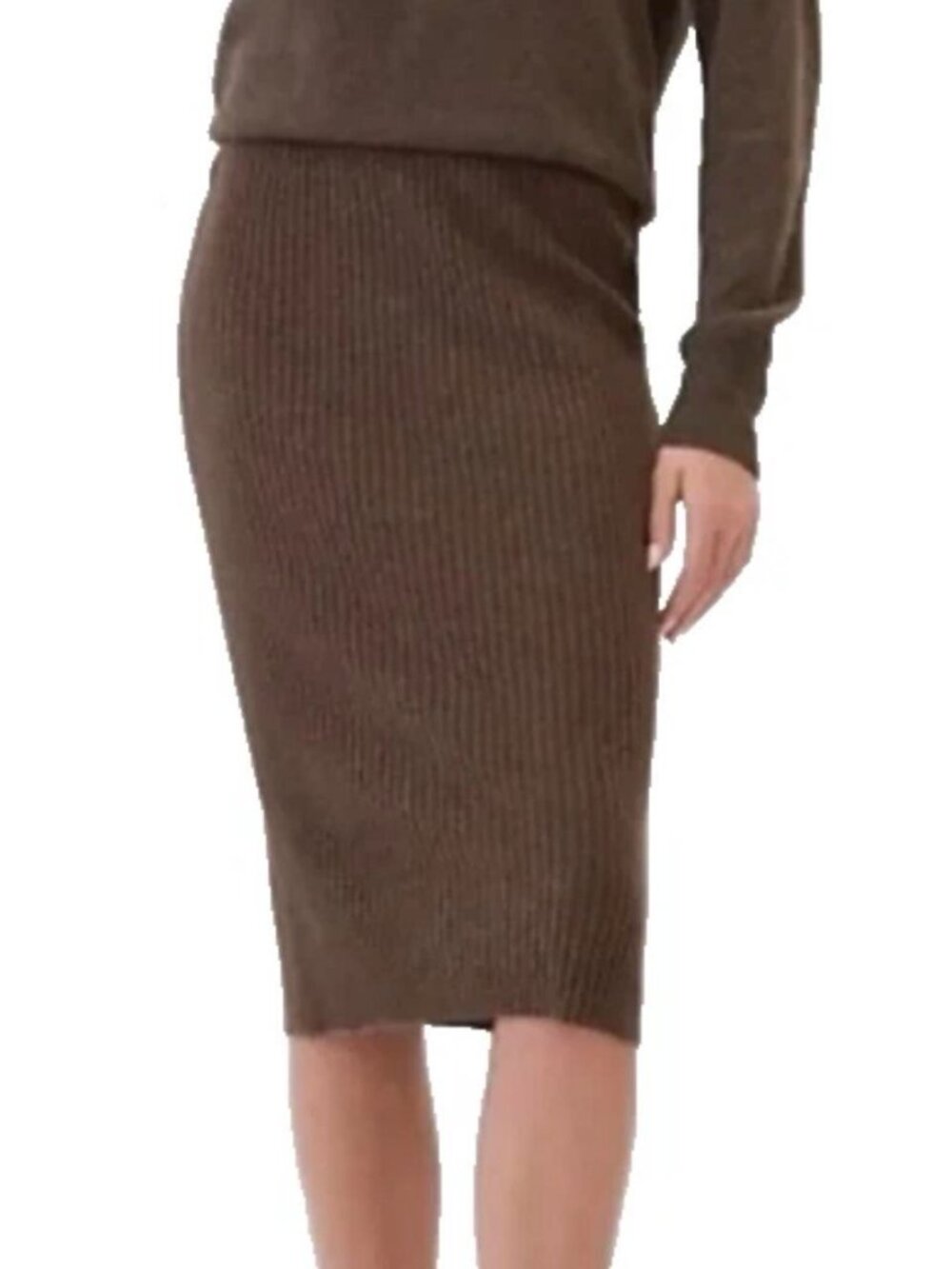 Gap Cashsoft Ribbed Knit Midi Pencil Skirt Size S Brown Business Casual NWOT